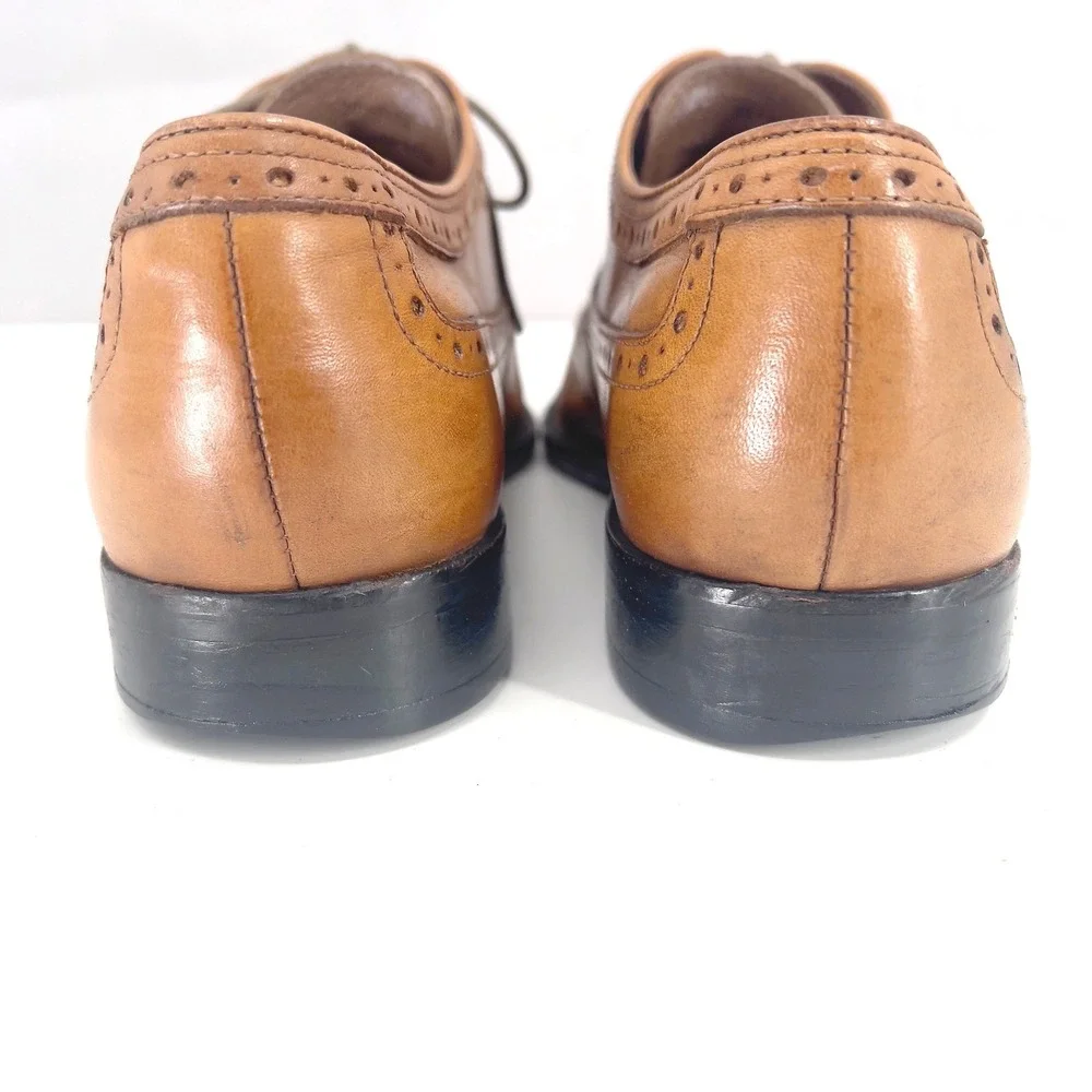 Johnston Murphy Tyndall‎ Wingtip Oxford Tan Leather Brogue 20-3152 Mens 9.5 M